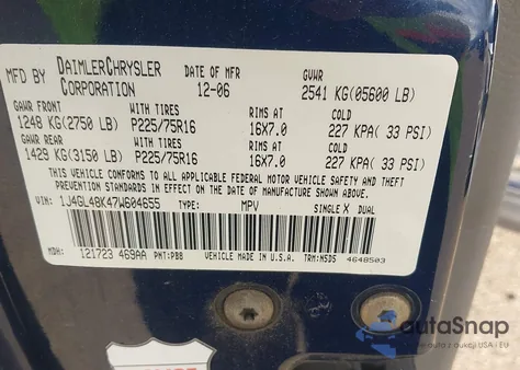 2007 Jeep Liberty Sport z USA, uszkodzony, nr VIN 1J4GL48K47W604655